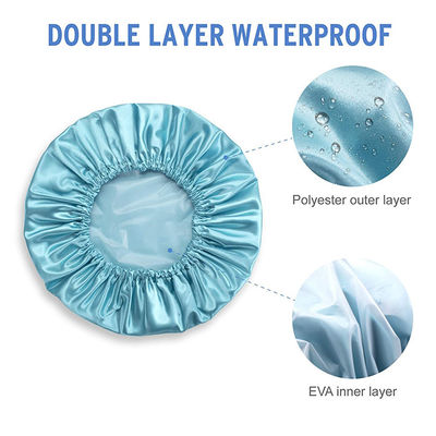 Adjustable Reusable Waterproof Shower Caps Oversized Double Layer Shower Cap EVA Lining