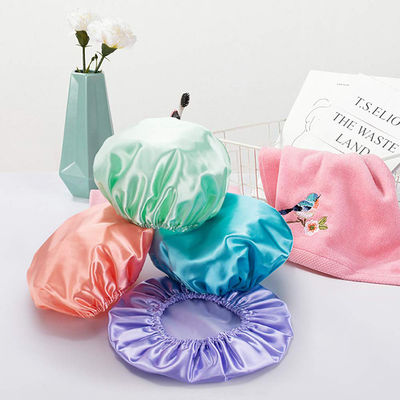 Adjustable Reusable Waterproof Shower Caps Oversized Double Layer Shower Cap EVA Lining
