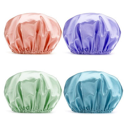 Adjustable Reusable Waterproof Shower Caps Oversized Double Layer Shower Cap EVA Lining