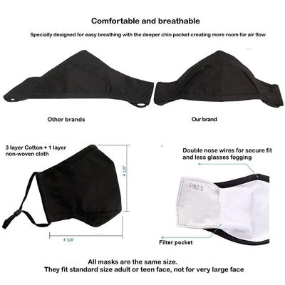 Adult Cloth Antibacterial Face Mask Breathable Adjustable Dust Proof 6 Pack Unisex