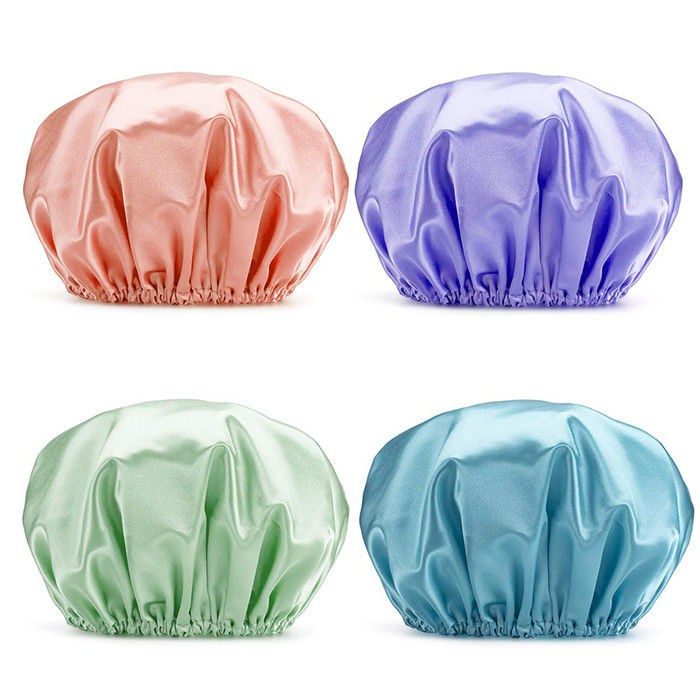 Adjustable Reusable Waterproof Shower Caps Oversized Double Layer Shower Cap EVA Lining
